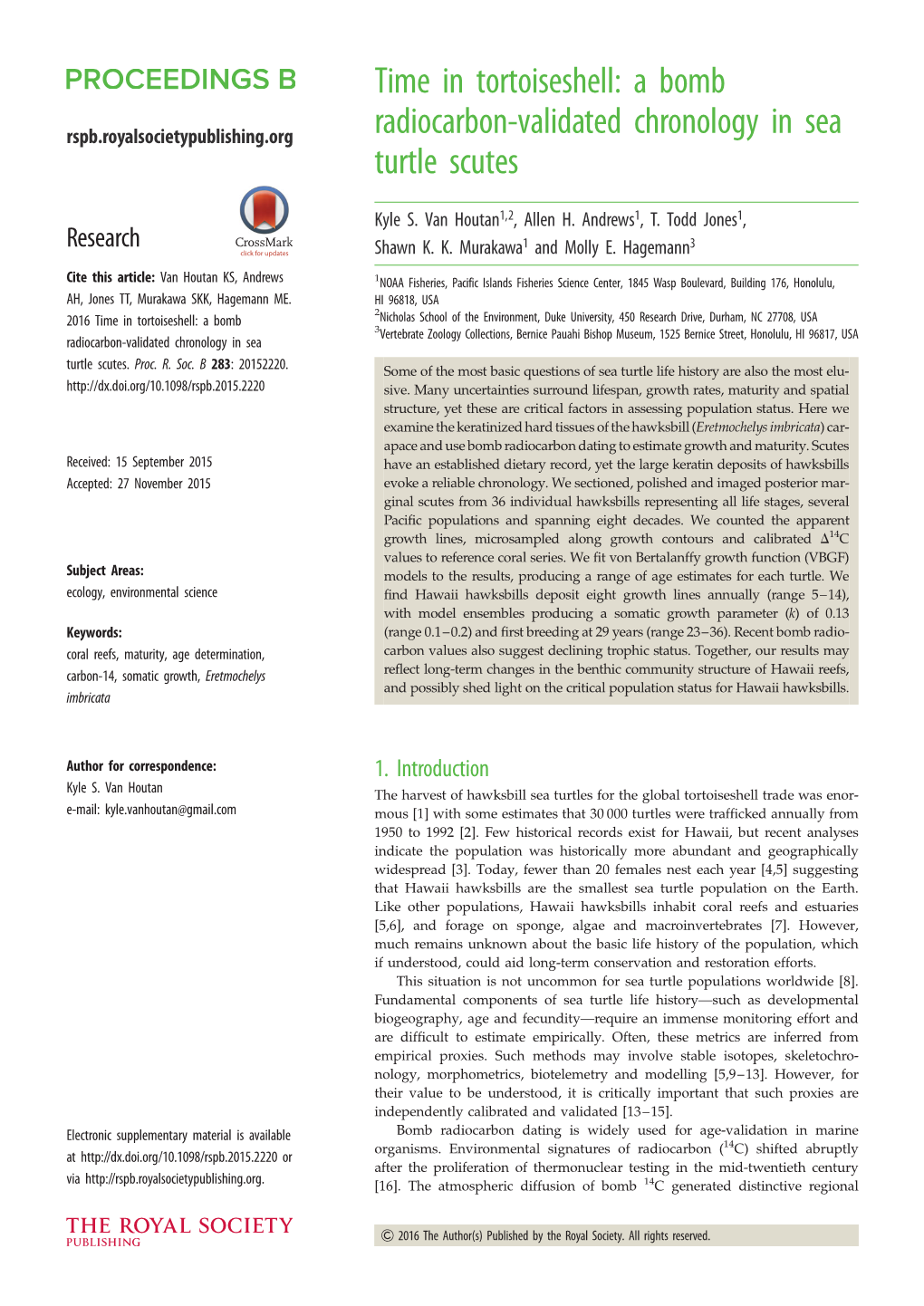 Time in Tortoiseshell: a Bomb Radiocarbon-Validated Chronology