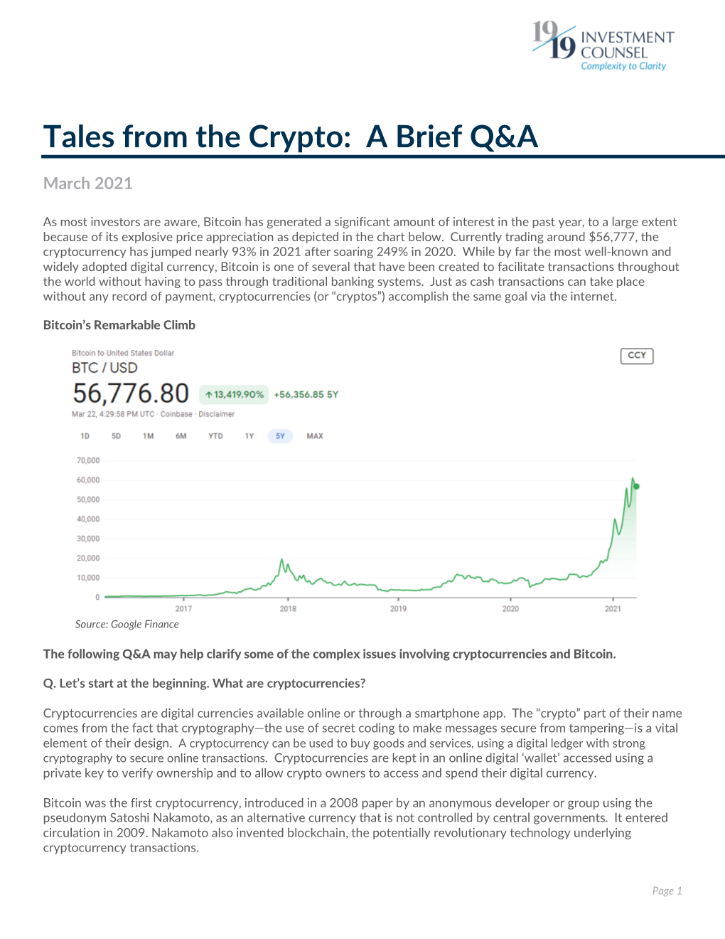 Tales from the Crypto: a Brief Q&A