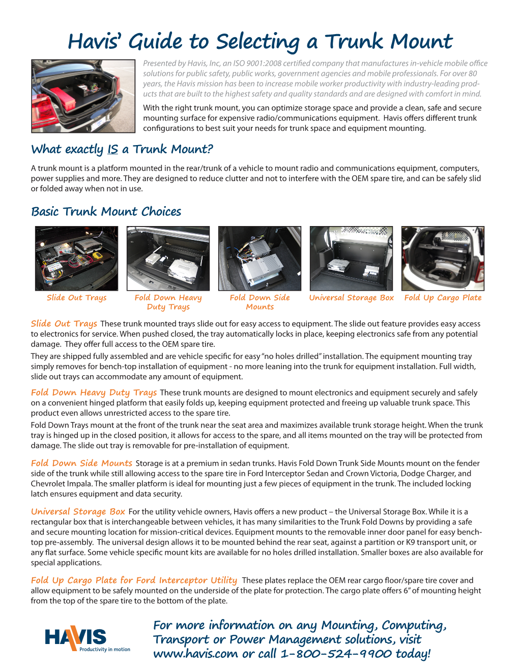 Havis' Guide to Selecting a Trunk Mount