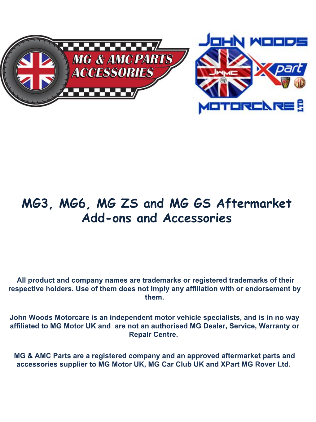 MG3, MG6, MG ZS and MG GS Aftermarket Add-Ons and Accessories
