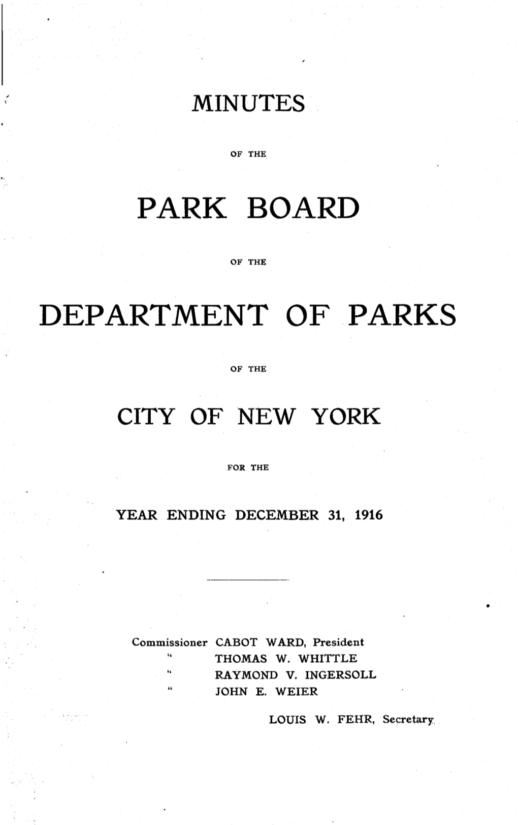 Park Board of the NYC Dept of Parks