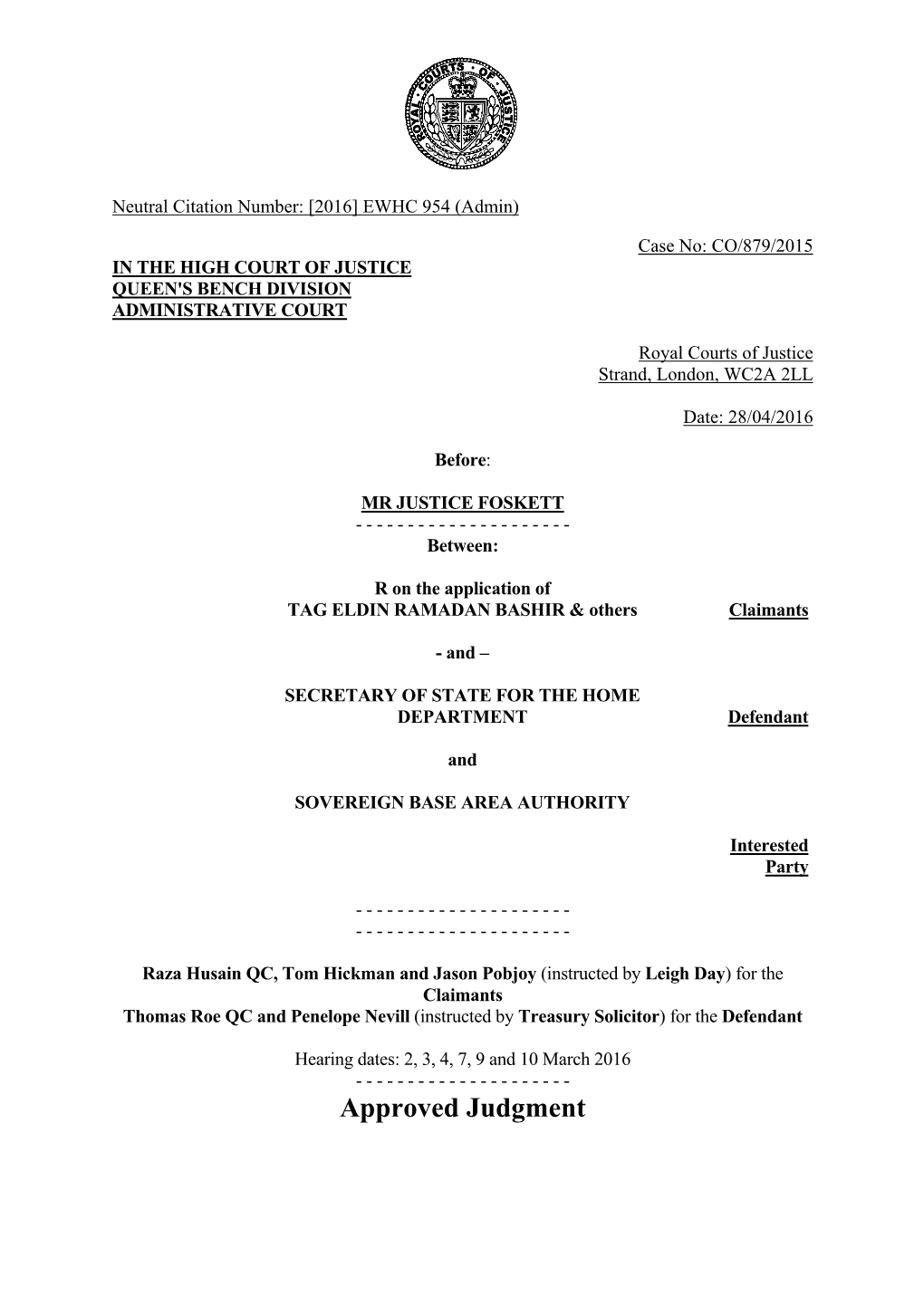 High Court Judgment Template