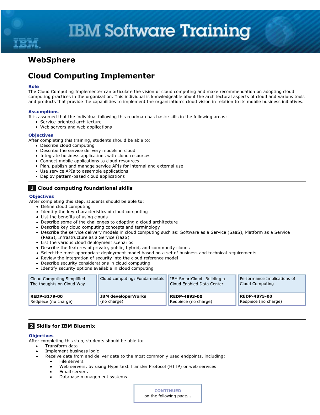 IBM Software Training Websphere Cloud Computing Implementer