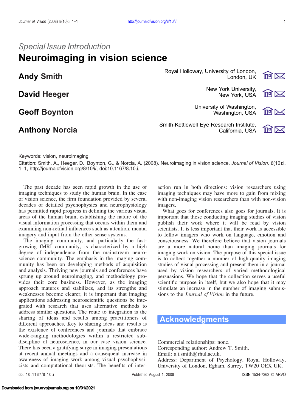 Neuroimaging in Vision Science