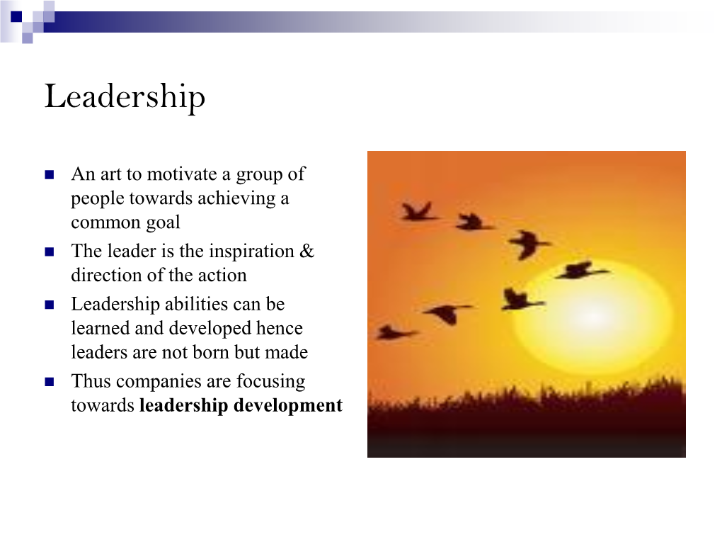 Leadership Development a Leader Is…