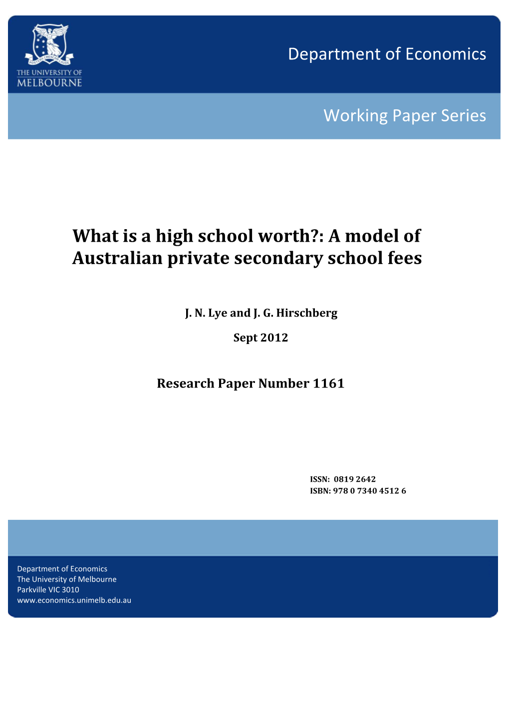 A Model of Australian Private Secondary School Fees