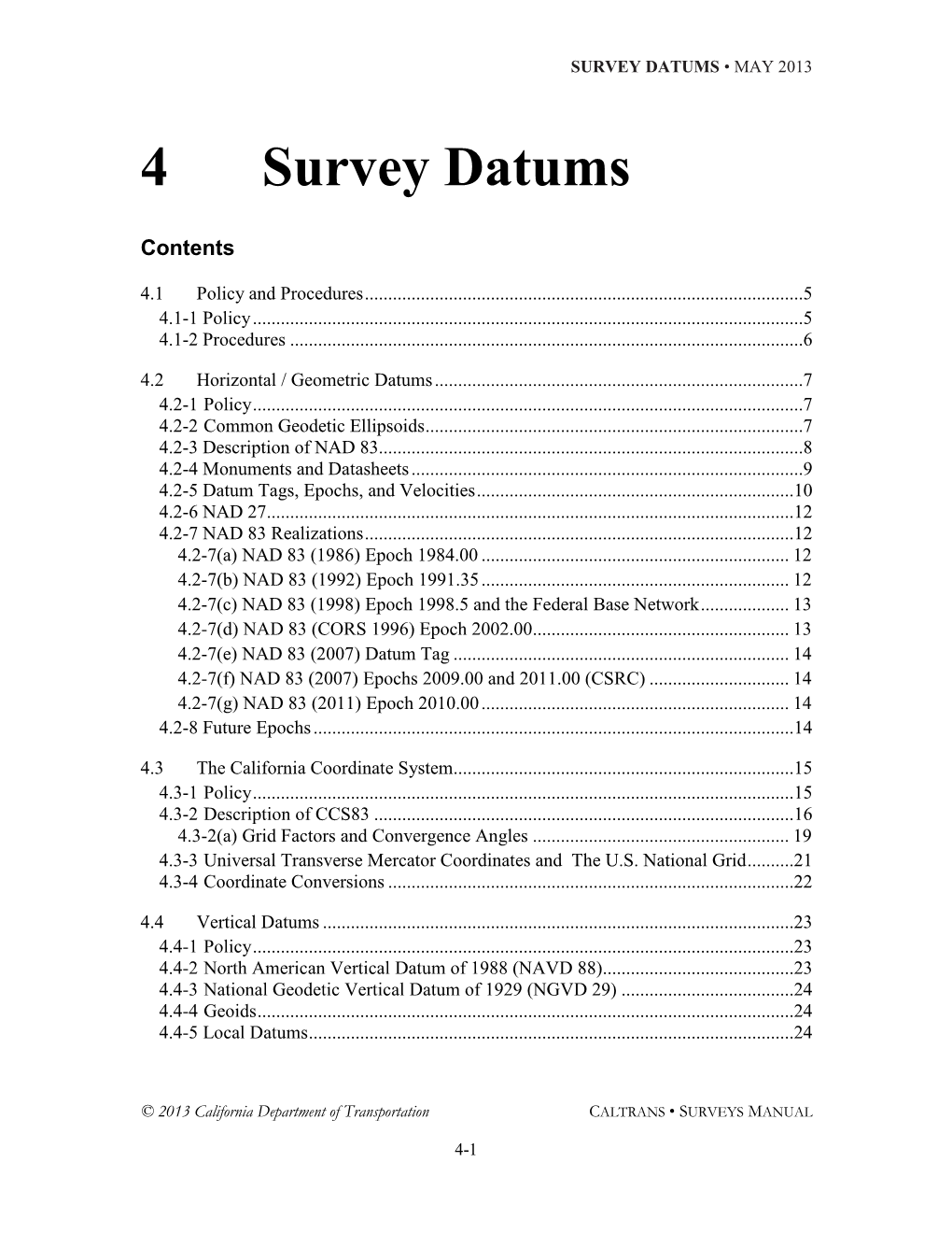 4 Survey Datums