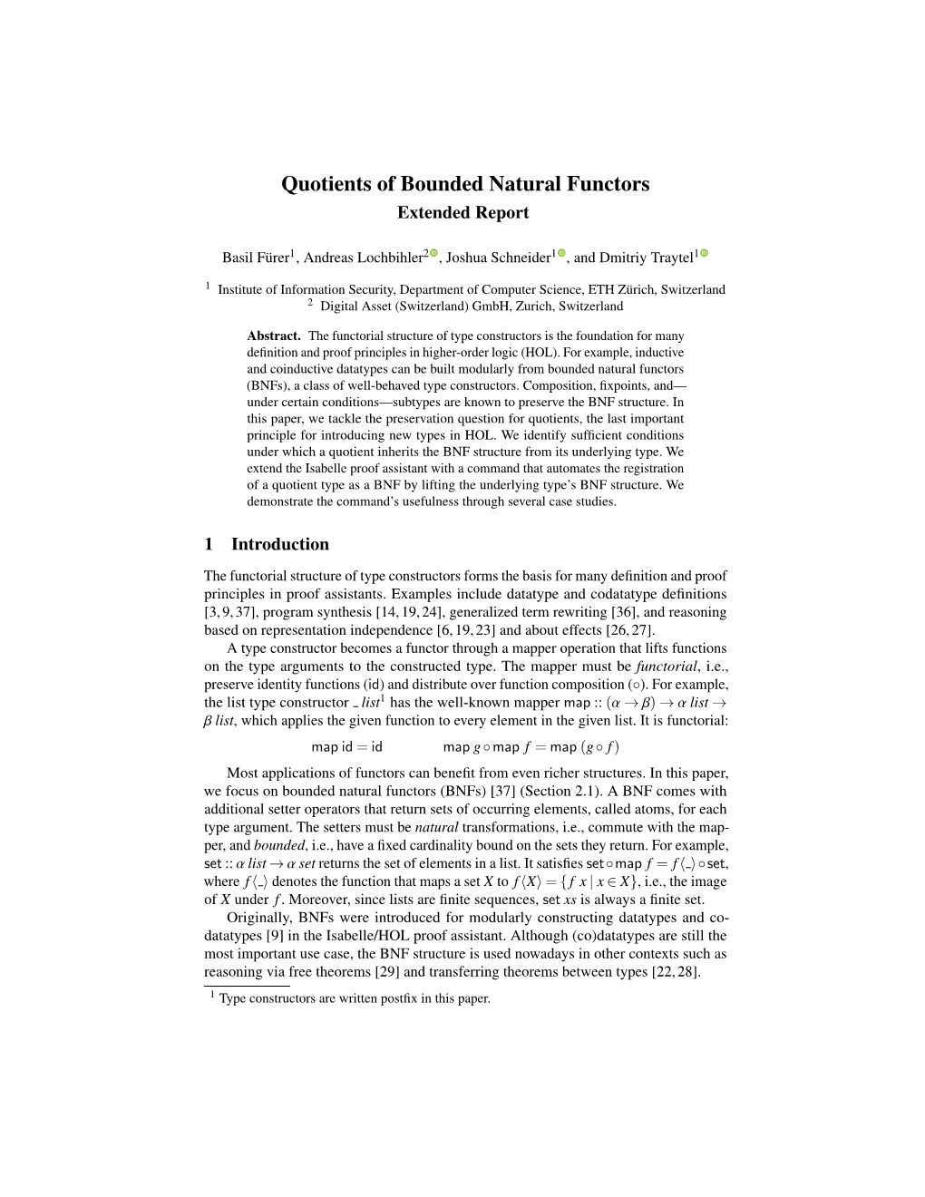 Quotients of Bounded Natural Functors Extended Report
