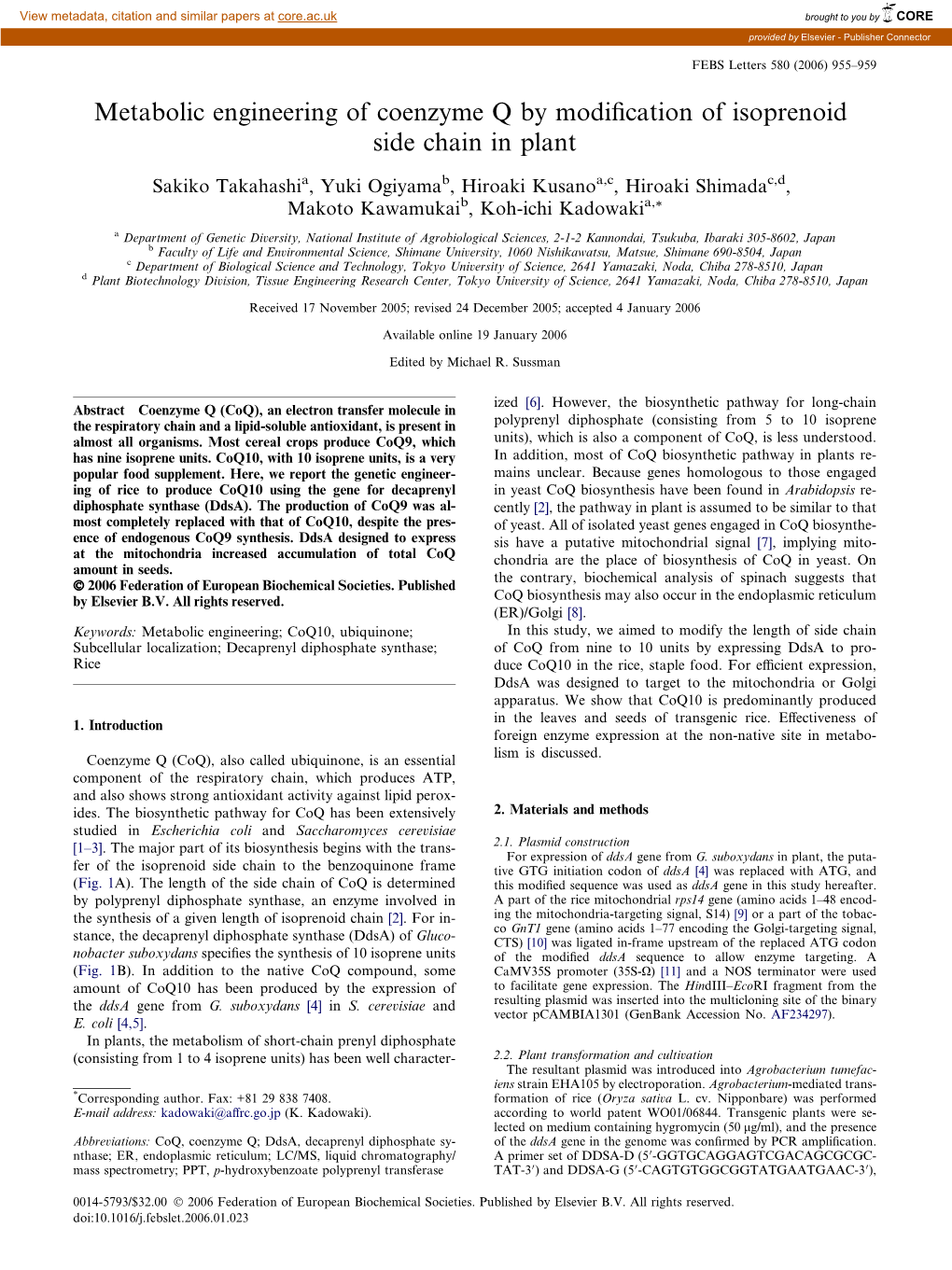 Metabolic Engineering of Coenzyme Q by Modification of Isoprenoid Side