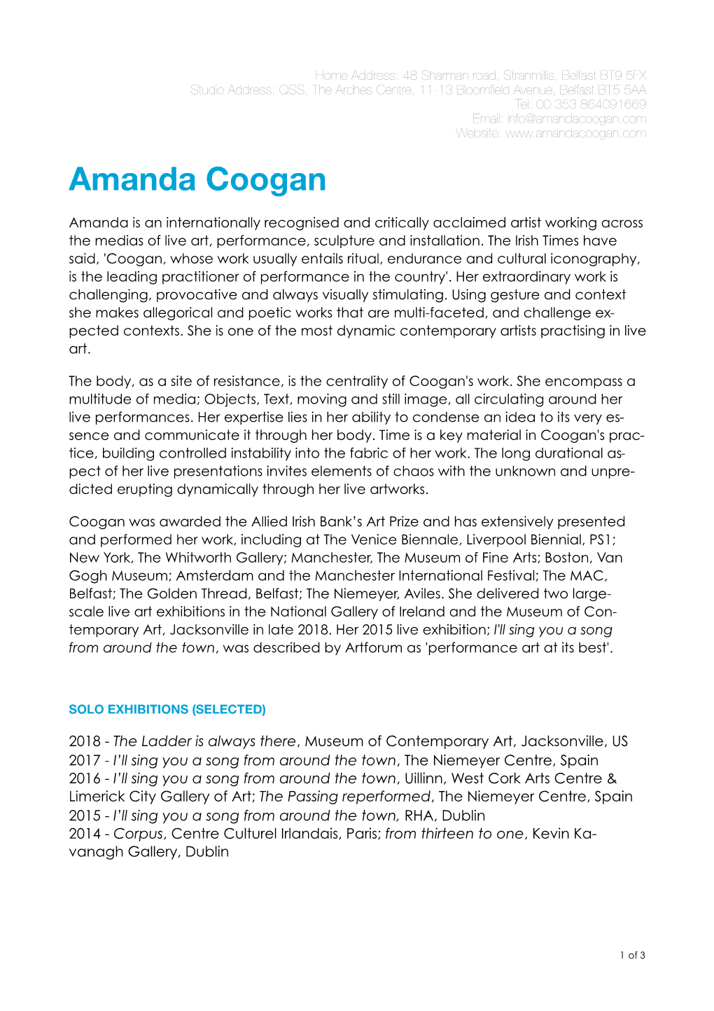 Amanda Coogan CV