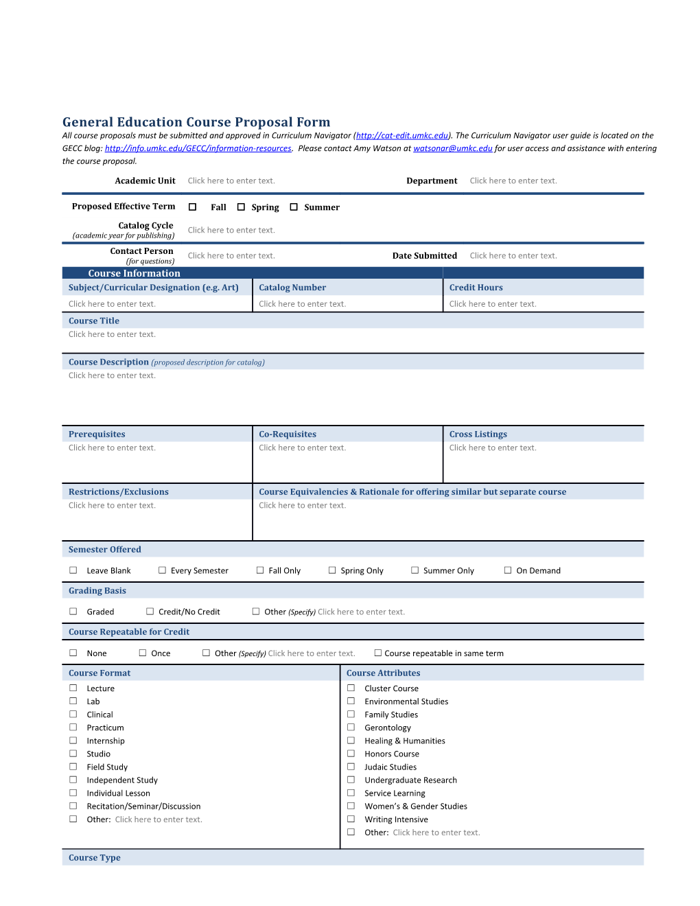 General Education Course Proposal Form