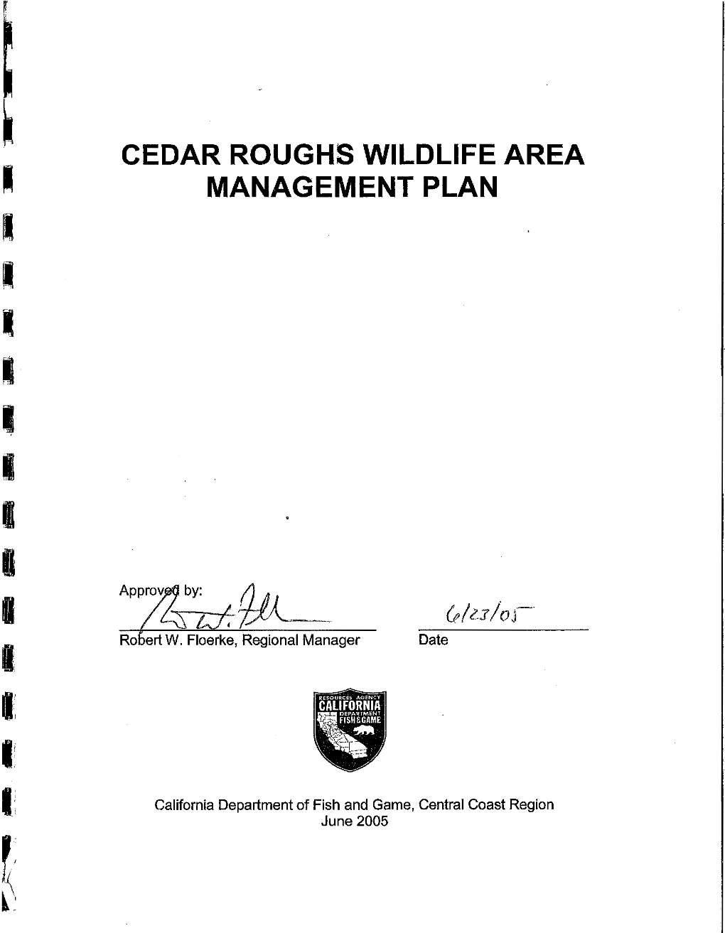 Cedar Roughs Wildlife Area Land Management Plan