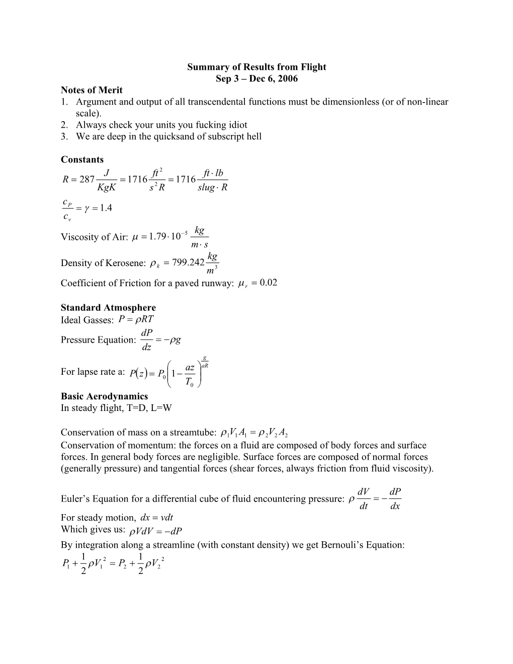 Summary of Results from Flight