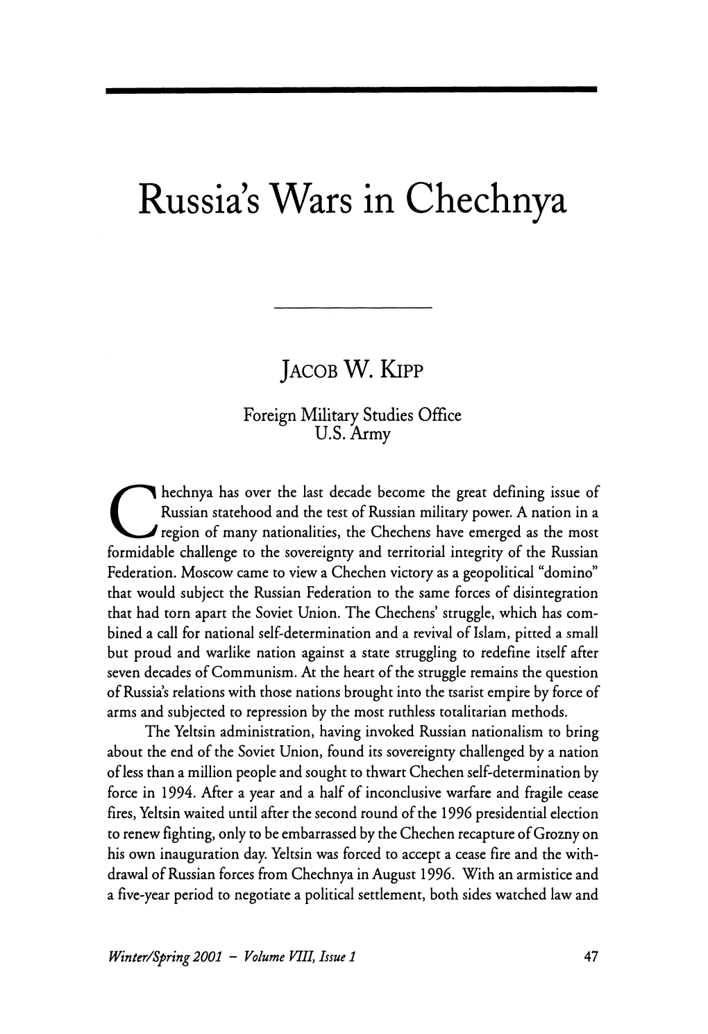 Russia's Wars in Chechnya