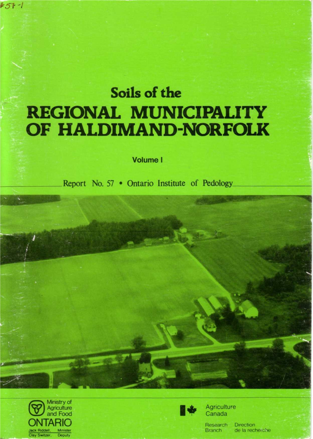 REGIONAL MUNICIPALITY of HALDIMAND=NORFOLK Soils Of