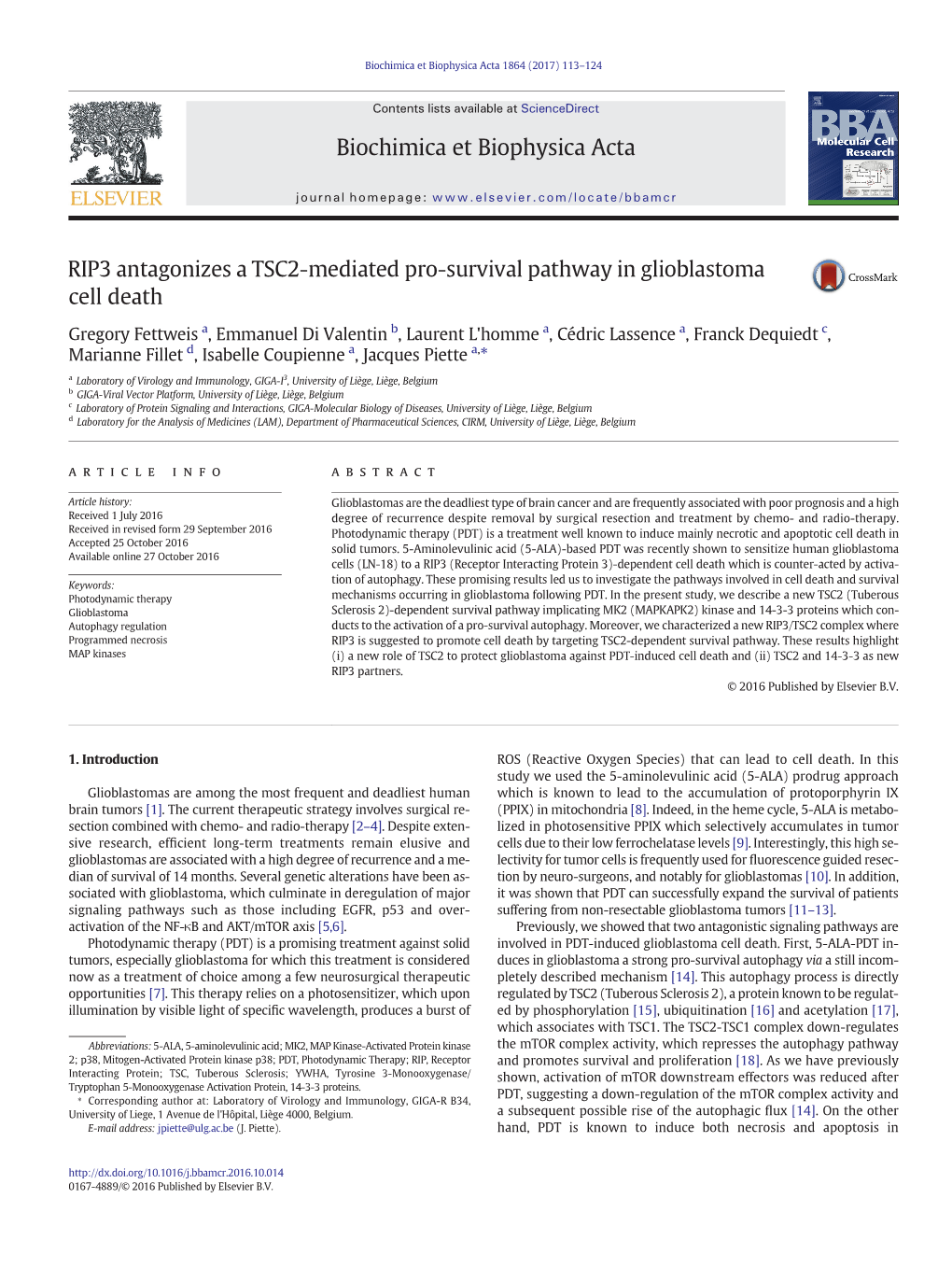 Biochimica Et Biophysica Acta 1864 (2017) 113–124