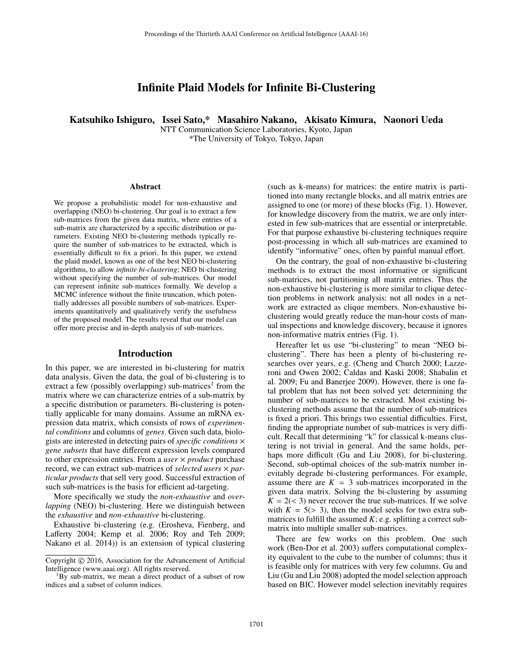 Infinite Plaid Models for Infinite Bi-Clustering