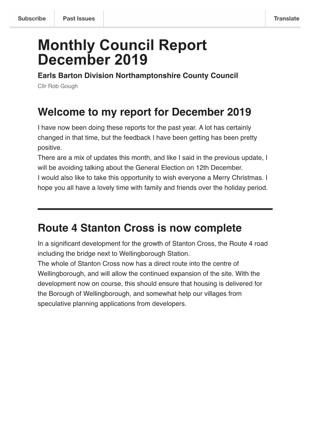 County Council Report December 2019