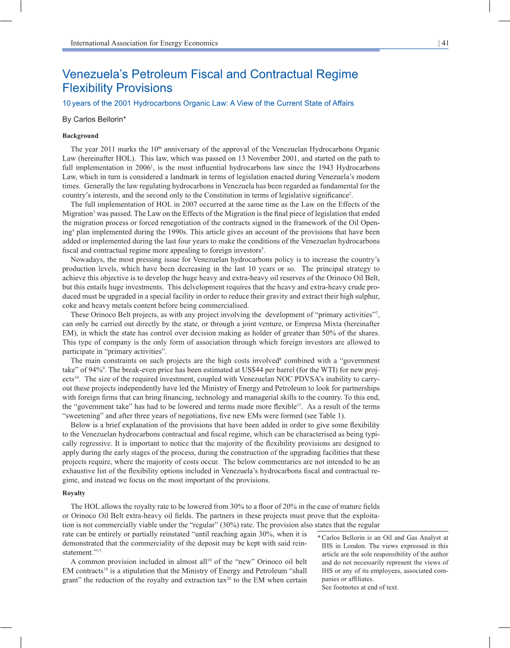 Venezuela's Petroleum Fiscal and Contractual Regime Flexibility