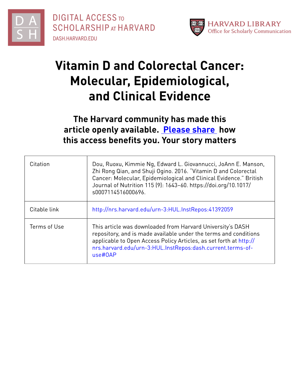 Vitamin D and Colorectal Cancer: Molecular, Epidemiological, and Clinical Evidence