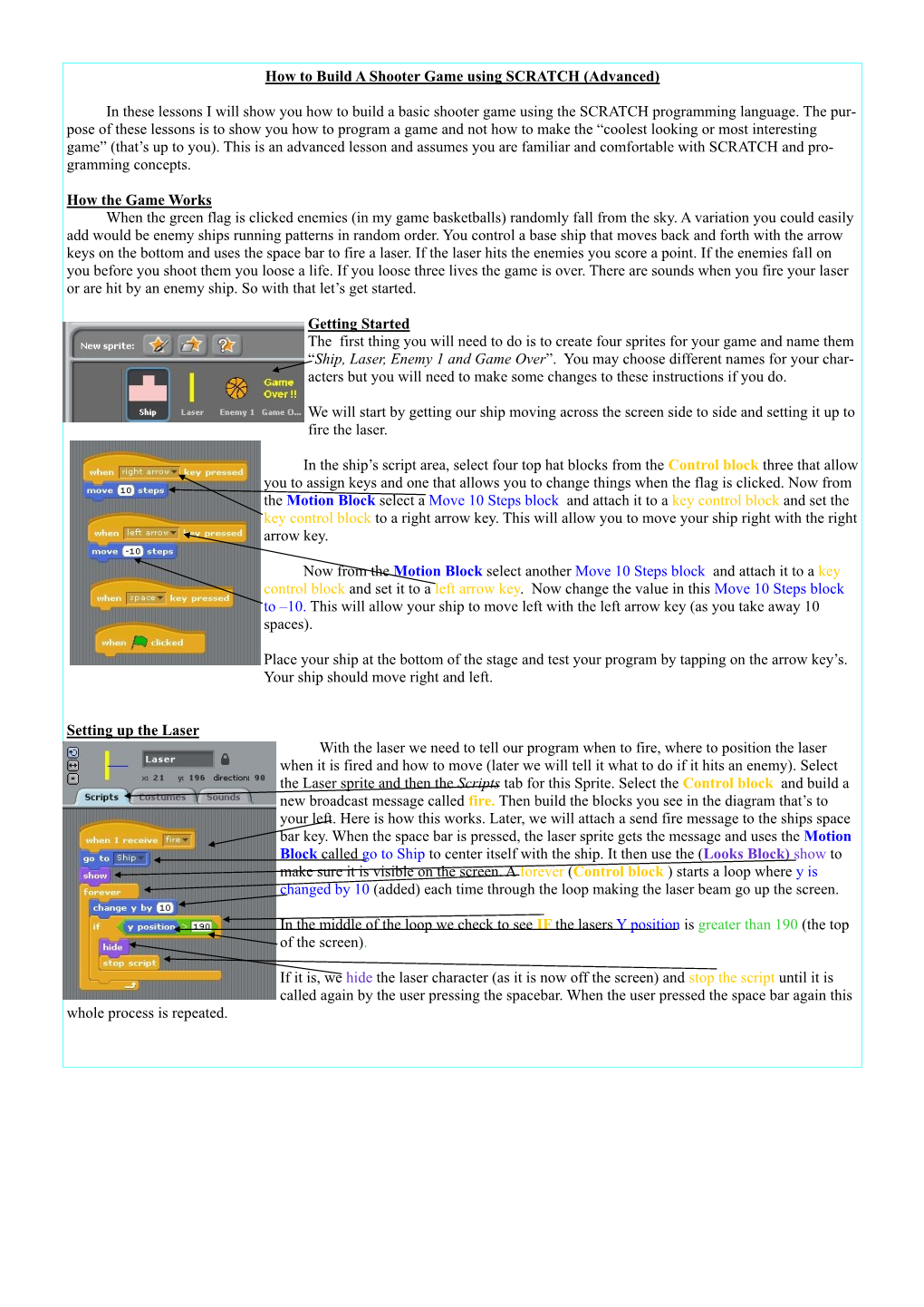 Shooter Game Directions.Pdf