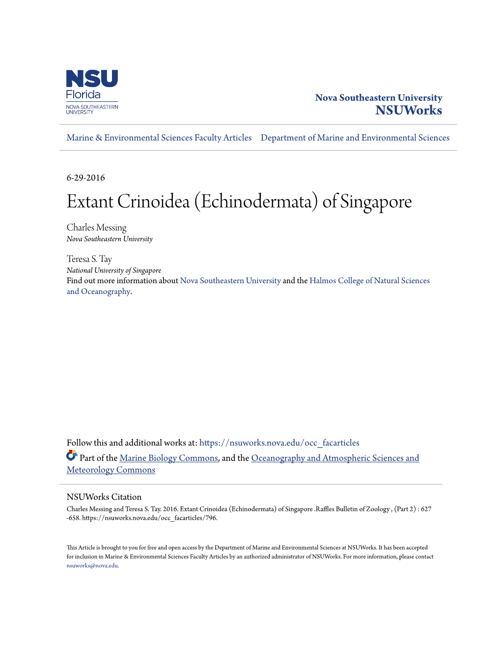 Of Singapore Charles Messing Nova Southeastern University