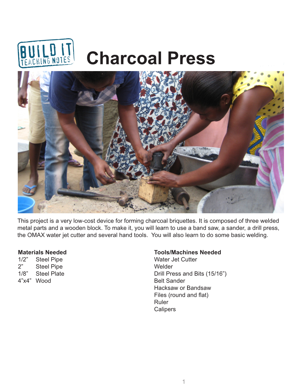 Charcoal Press Build-It Teachers Notes Copyright © Massachusetts Institute of Technology (Accessed on [Insert Date])