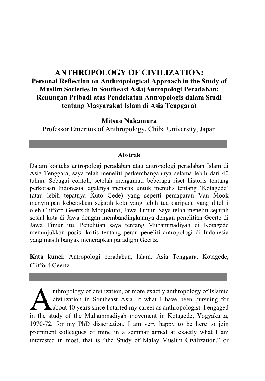 Anthropology of Civilization