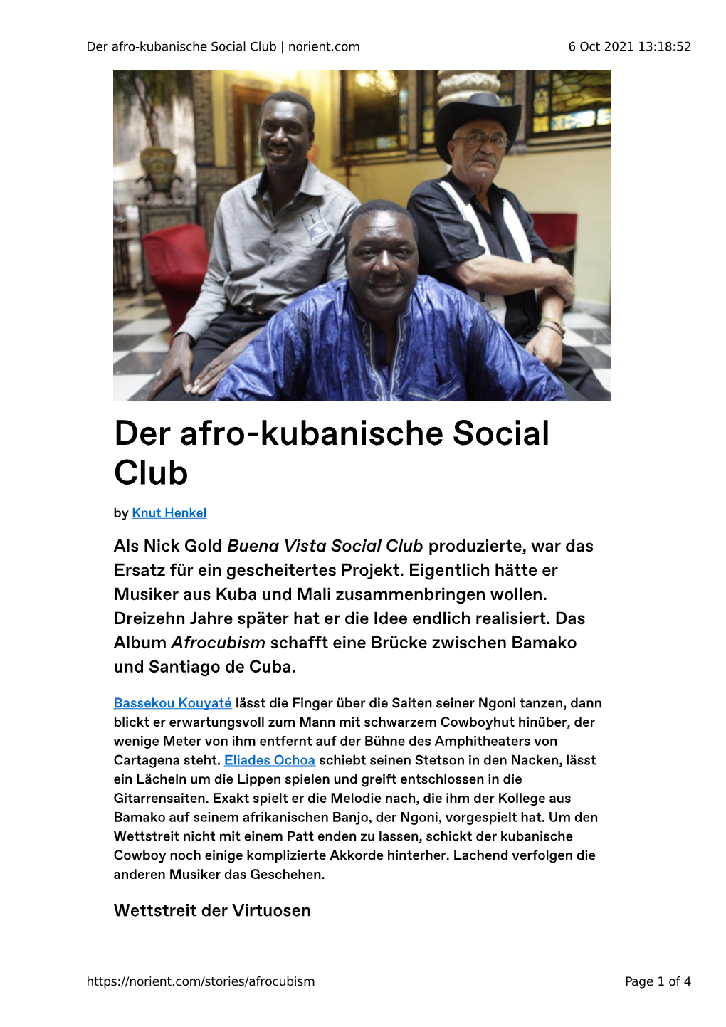 Der Afro-Kubanische Social Club | Norient.Com 6 Oct 2021 13:18:52
