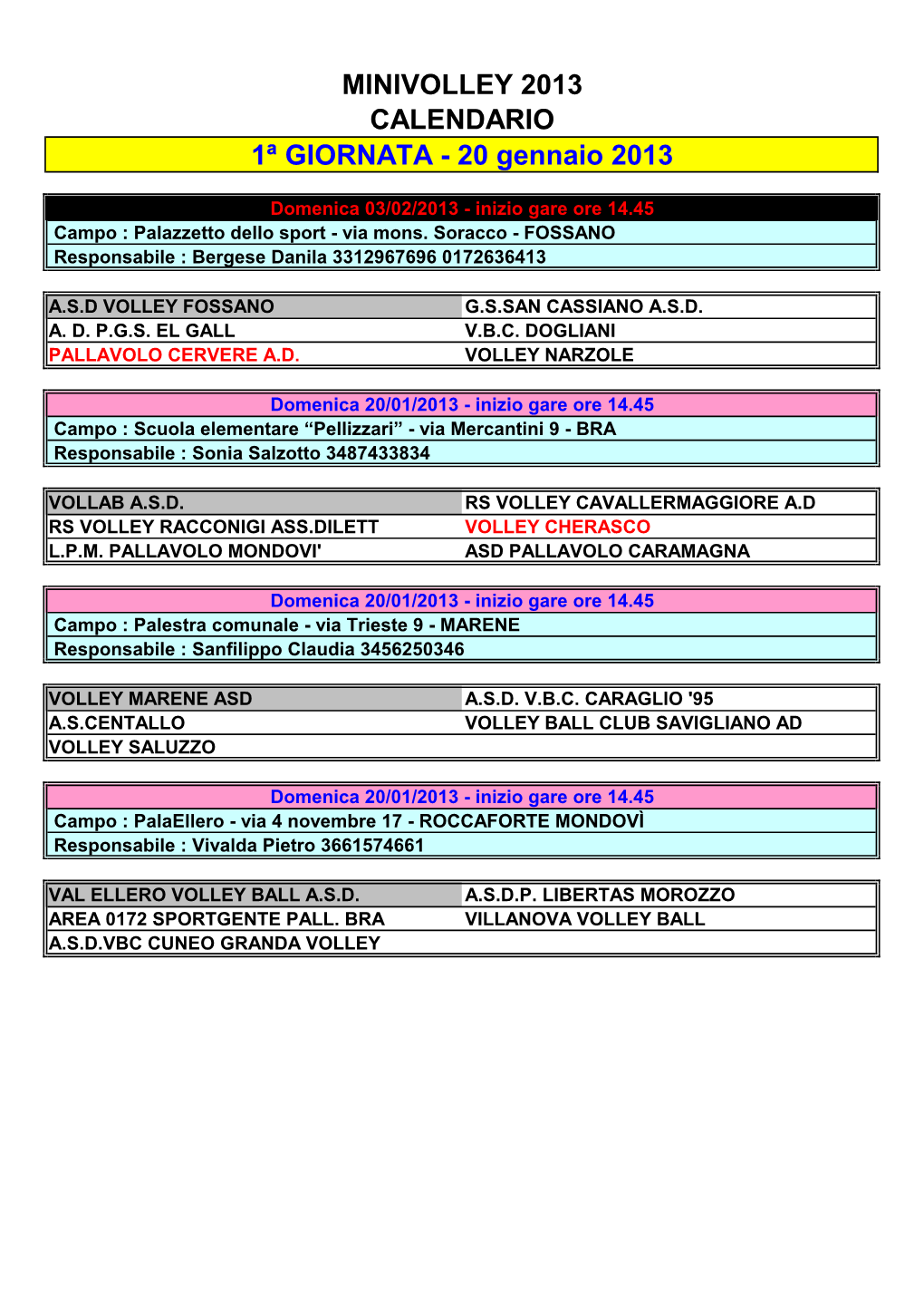 Calendario Minivolley 2013 11-01