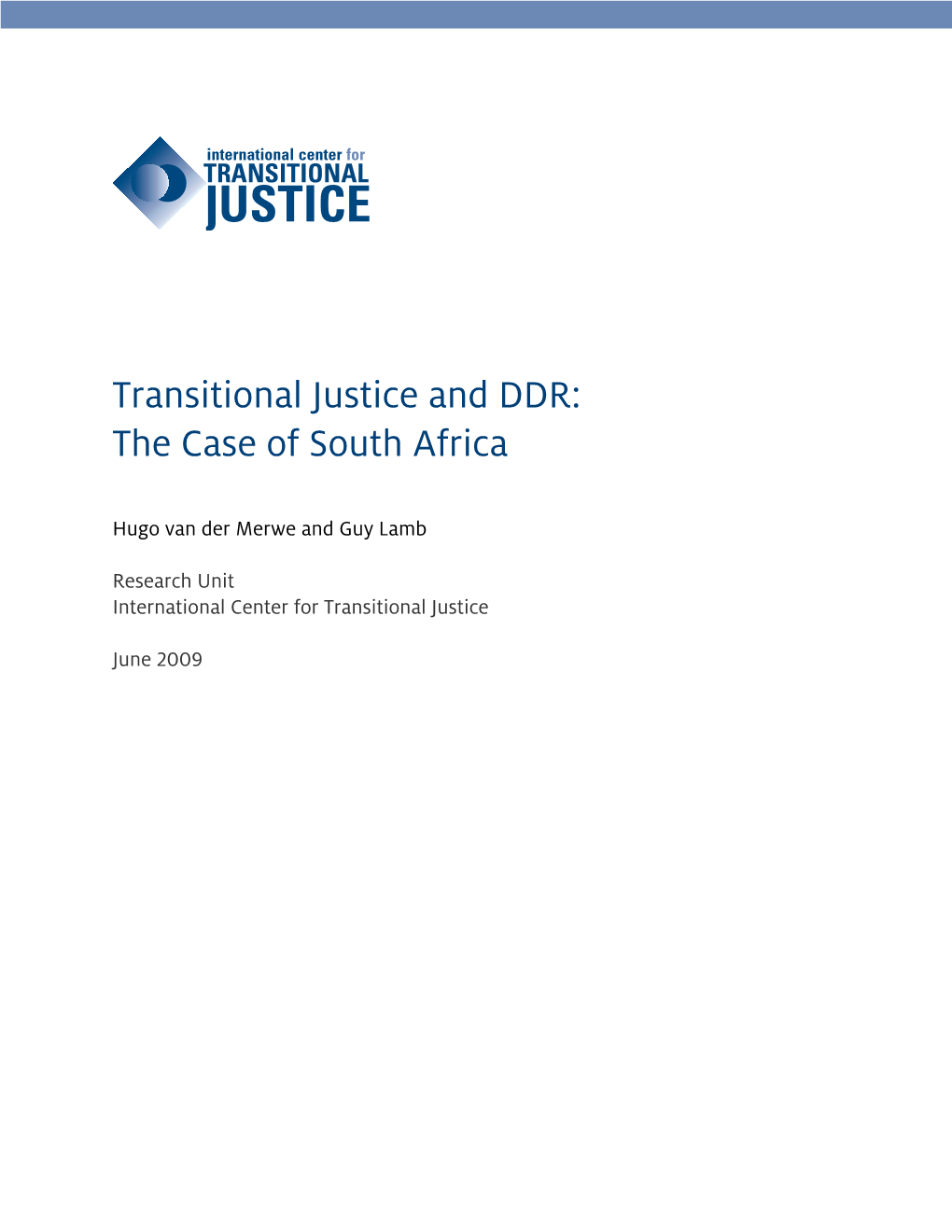 Transitional Justice and DDR: the Case of South Africa