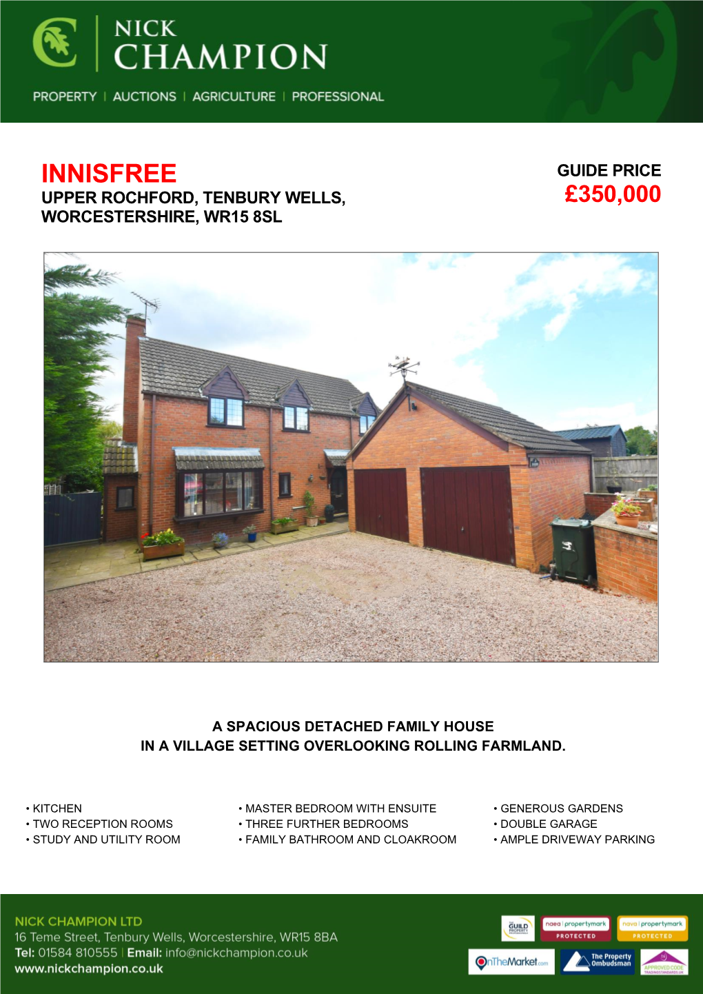 Innisfree Guide Price Upper Rochford, Tenbury Wells, £350,000 Worcestershire, Wr15 8Sl