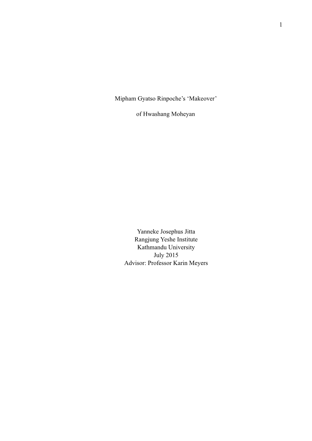 Mipham Gyatso Rinpoche's