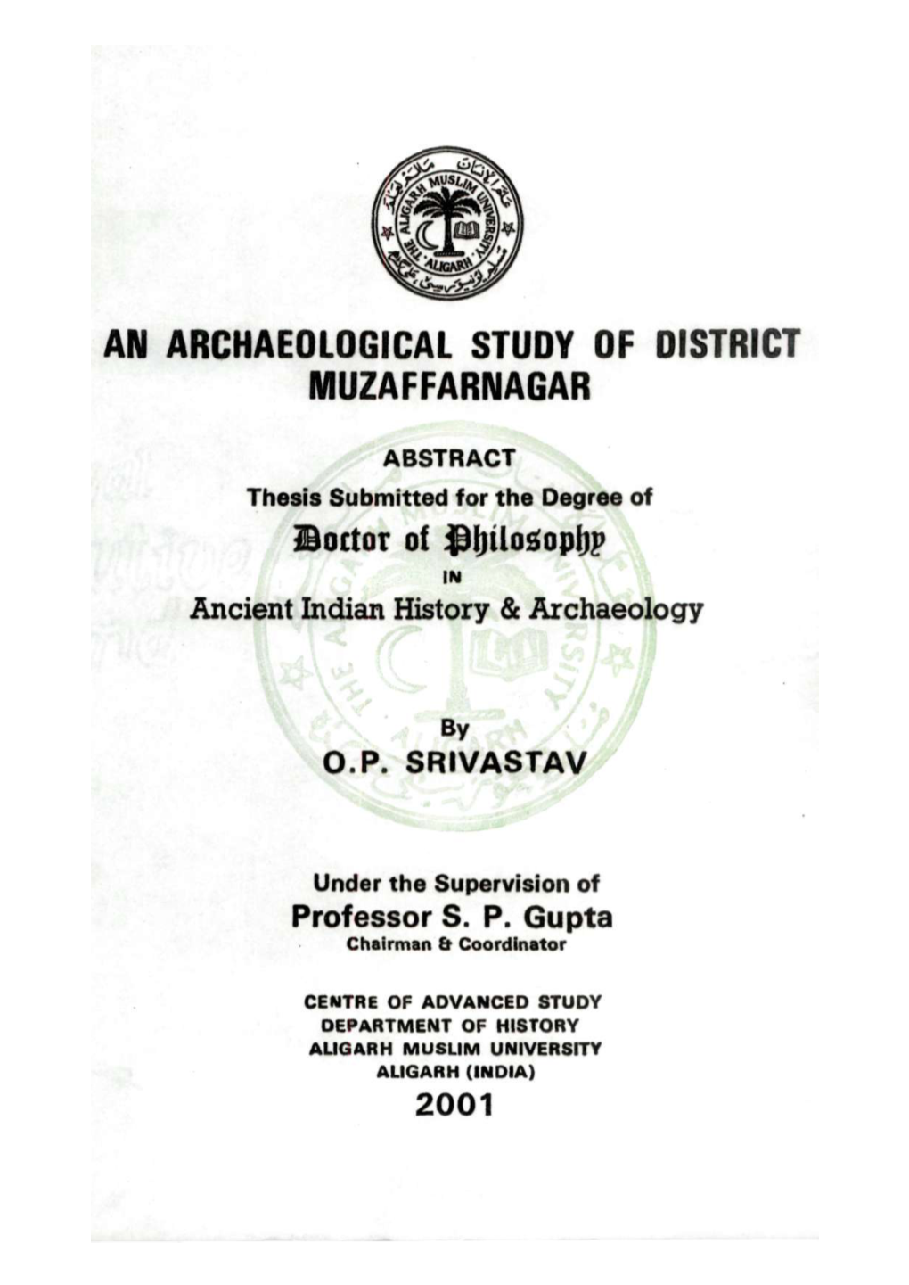 An Archaeological Study of District Muzaffarnagar