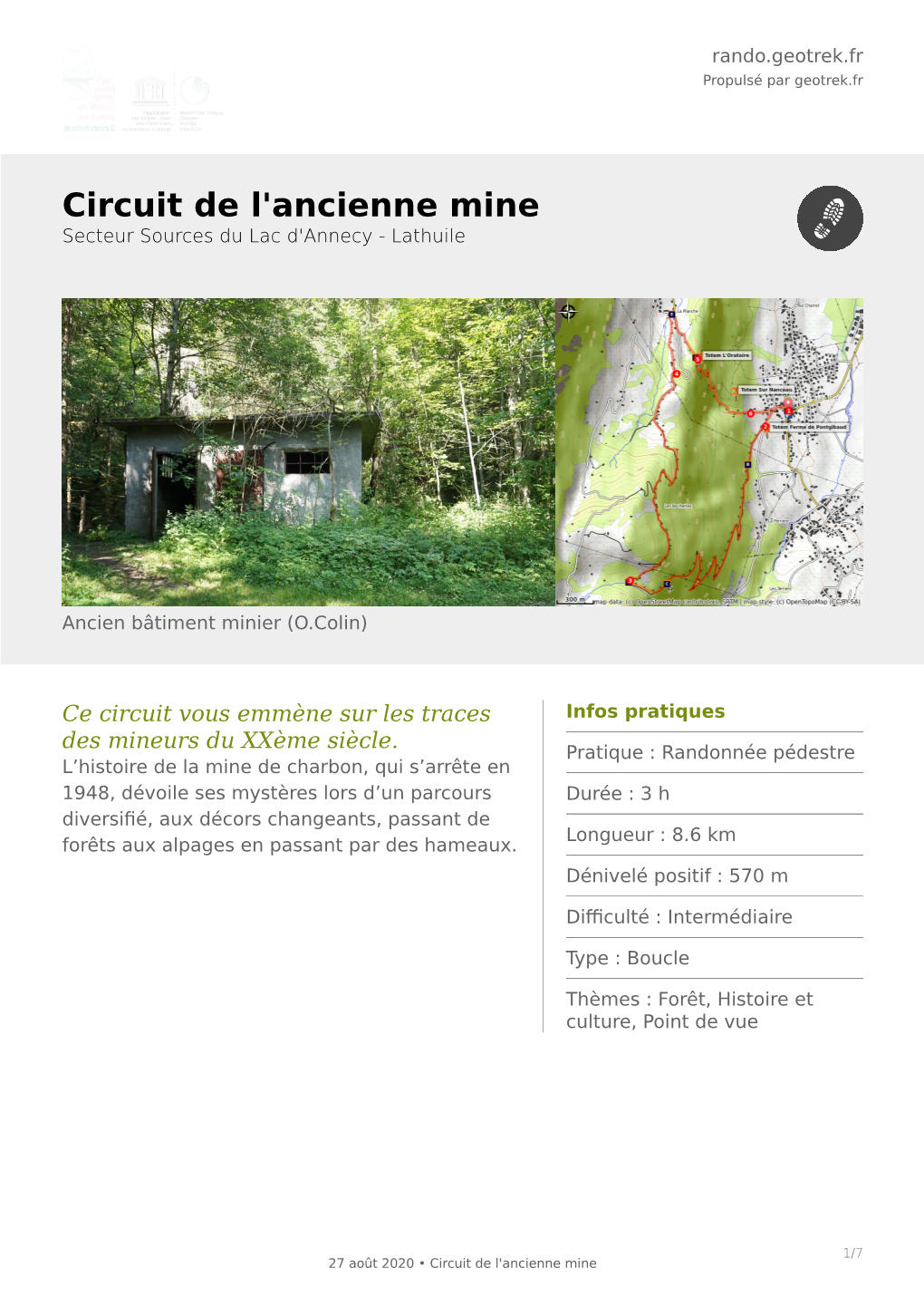 Circuit De L'ancienne Mine Secteur Sources Du Lac D'annecy - Lathuile