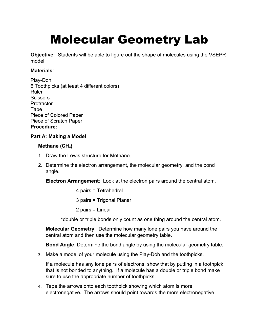Molecular Geometry Lab
