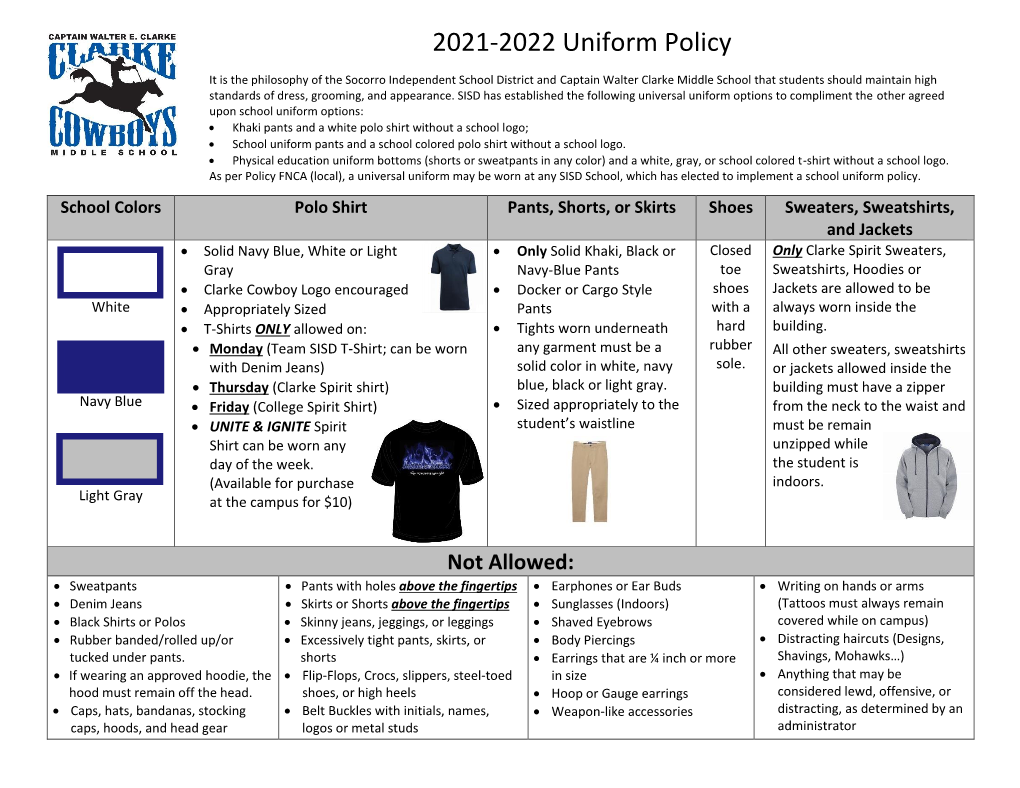 2019-2020 Uniform Policy