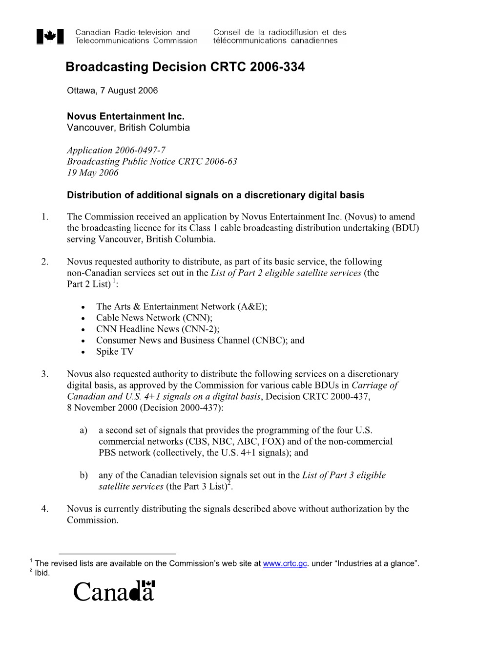 Broadcasting Decision CRTC 2006-334