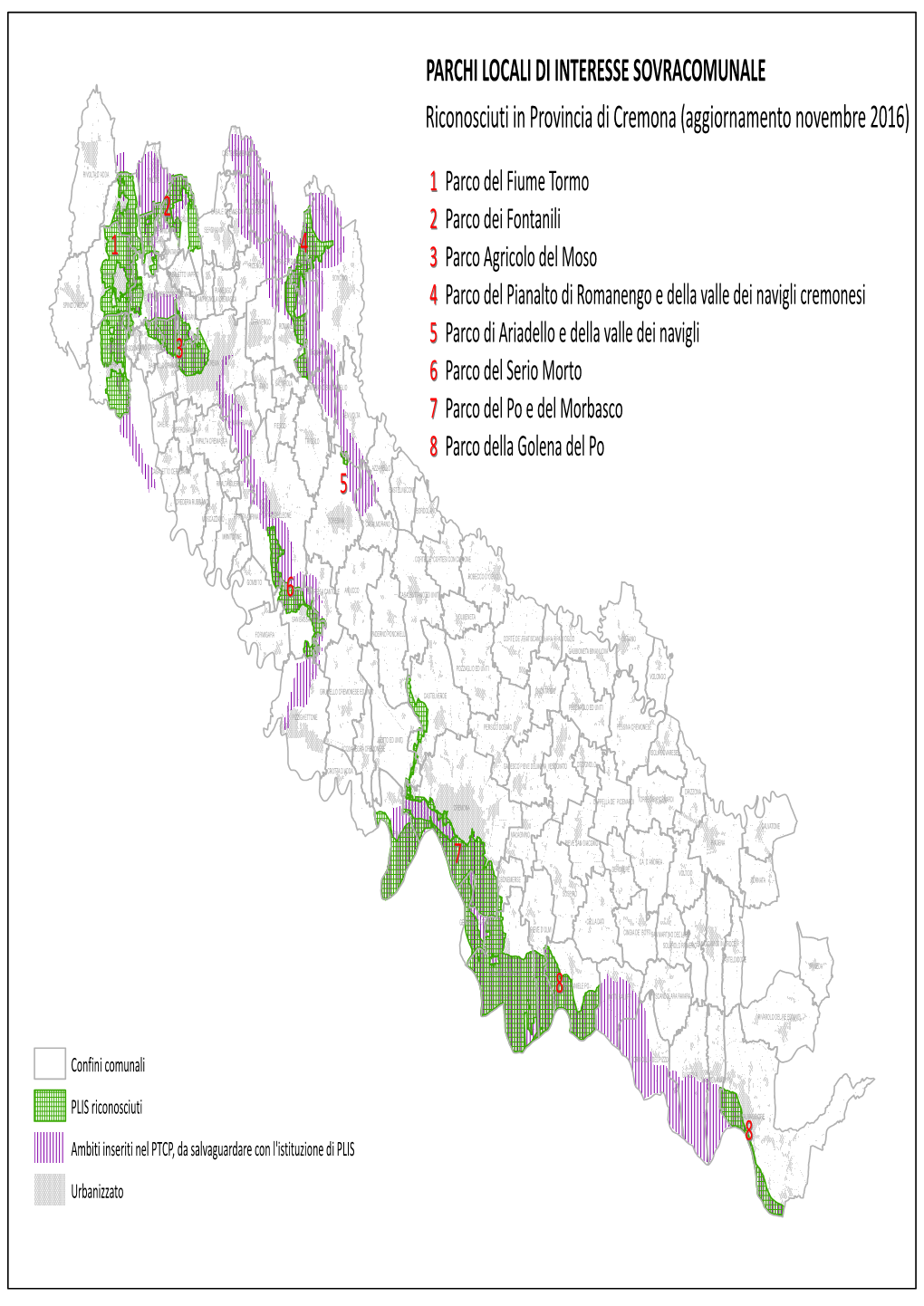 PARCHI LOCALI DI INTERESSE SOVRACOMUNALE Riconosciuti in Provincia Di Cremona (Aggiornamento Novembre 2016)