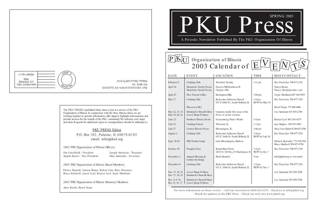 PKU Newsletter.Spring 2003