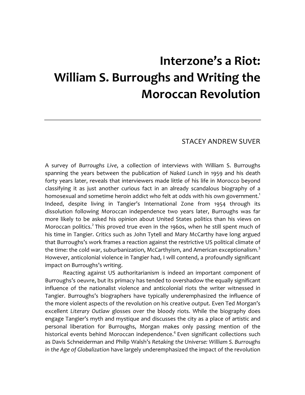 William S. Burroughs and Writing the Moroccan Revolution