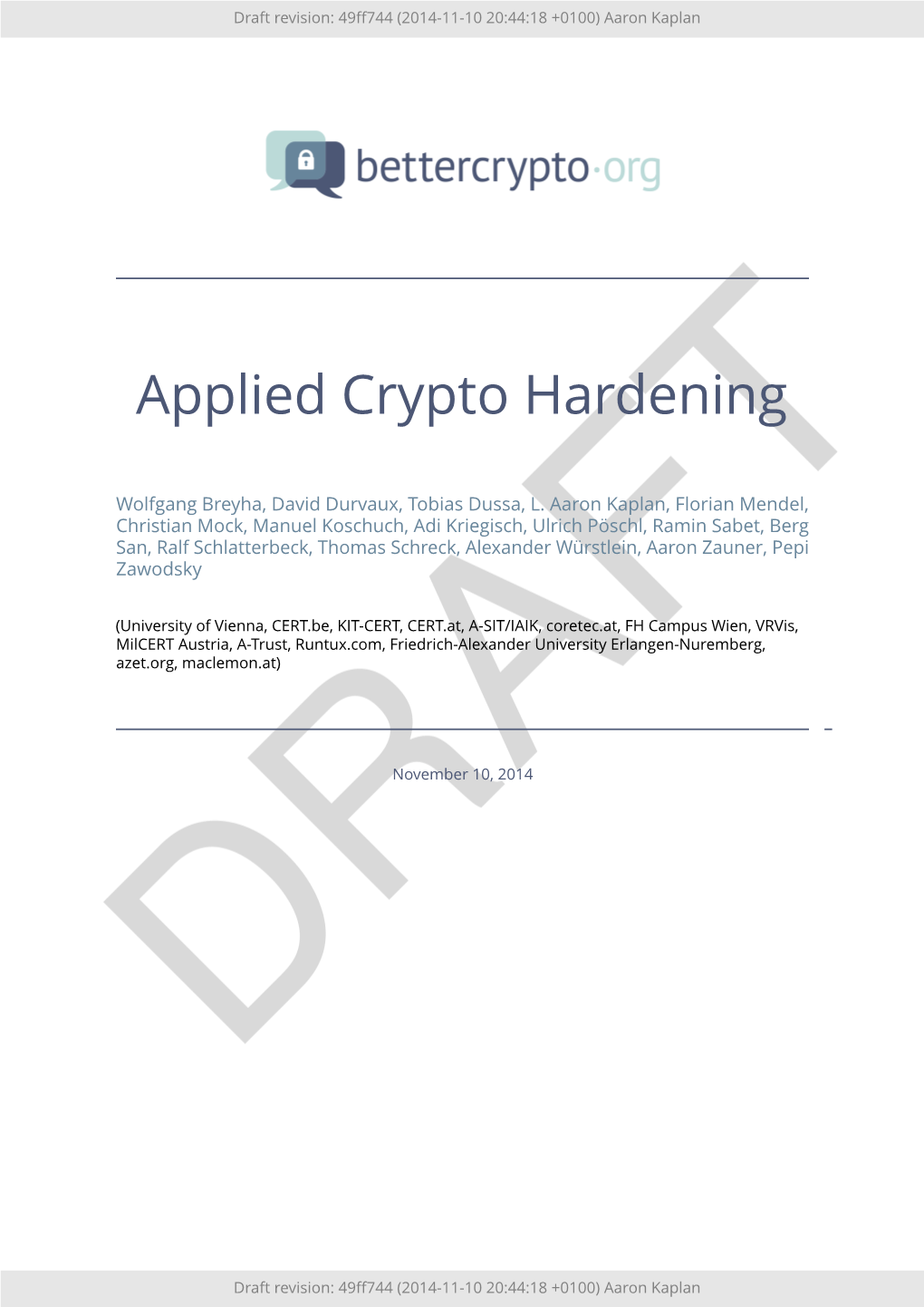 Applied Crypto Hardening