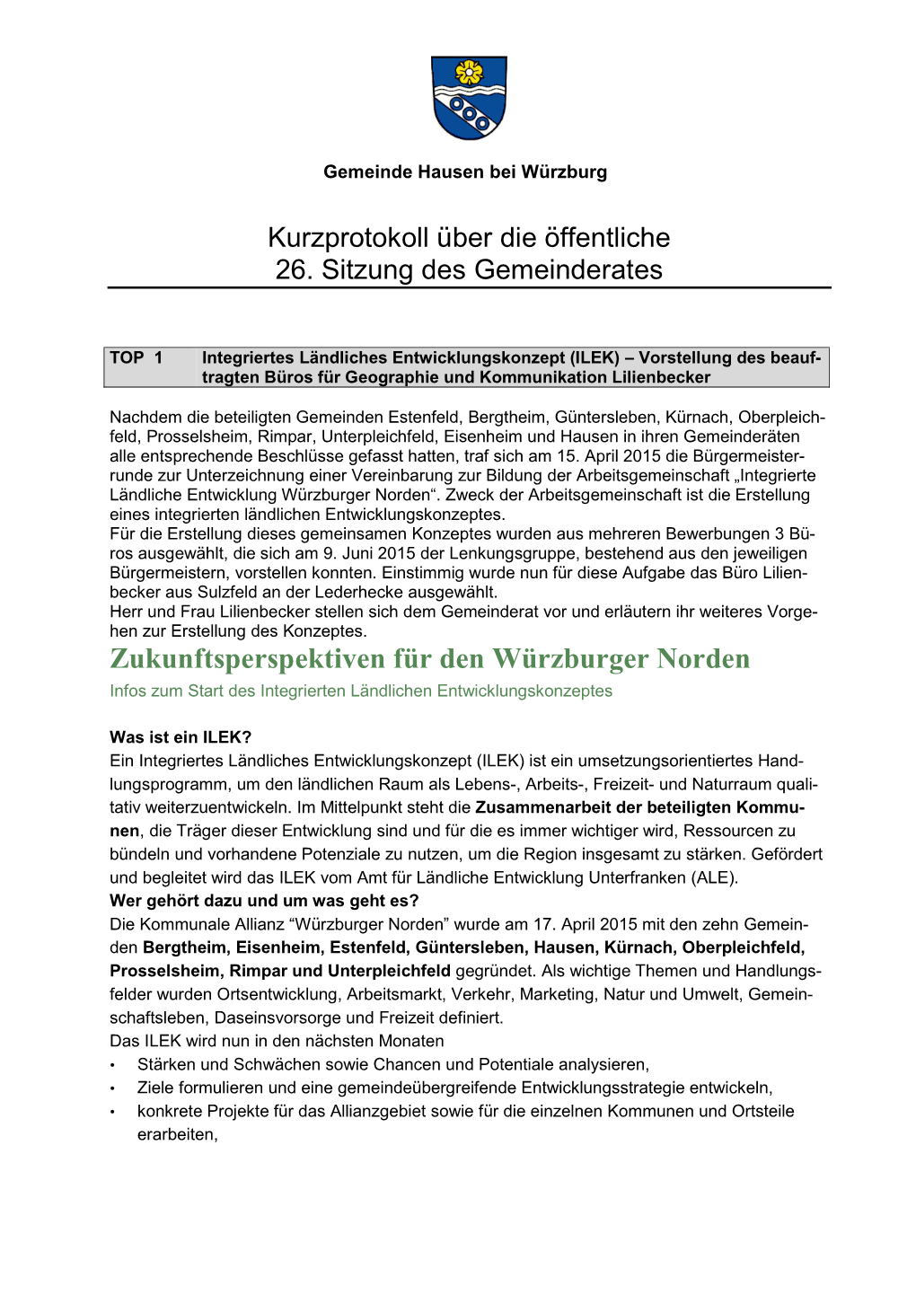 Zukunftsperspektiven Für Den Würzburger Norden Infos Zum Start Des Integrierten Ländlichen Entwicklungskonzeptes