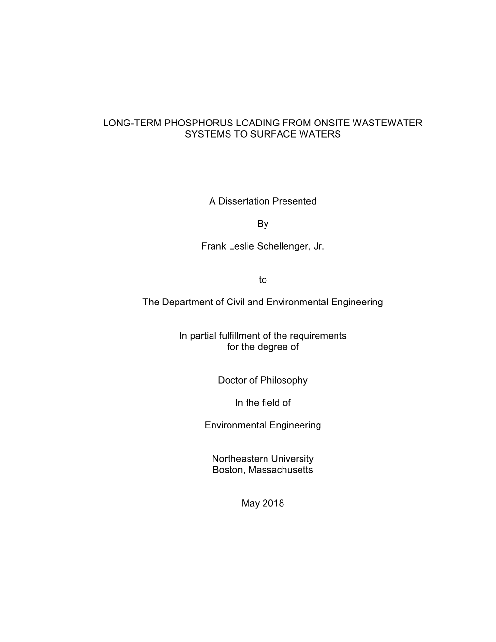 Long-Term Phosphorus Loading from Onsite Wastewater Systems to Surface Waters