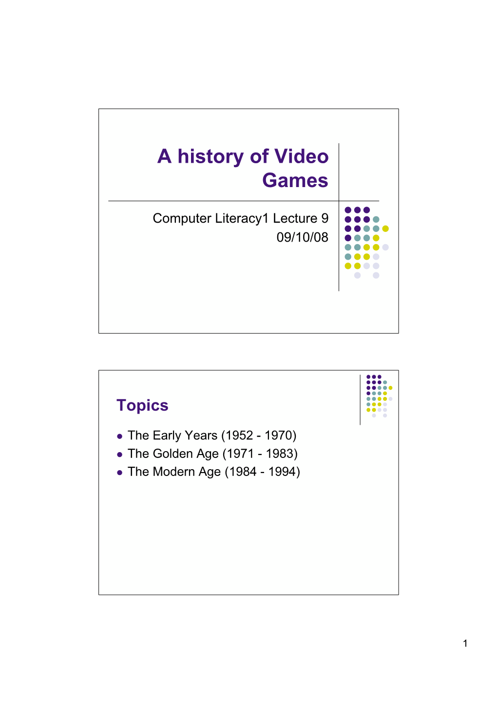 A History of Video Games