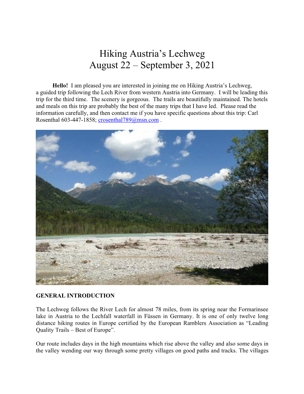 Hiking Austria's Lechweg August 22 – September 3, 2021