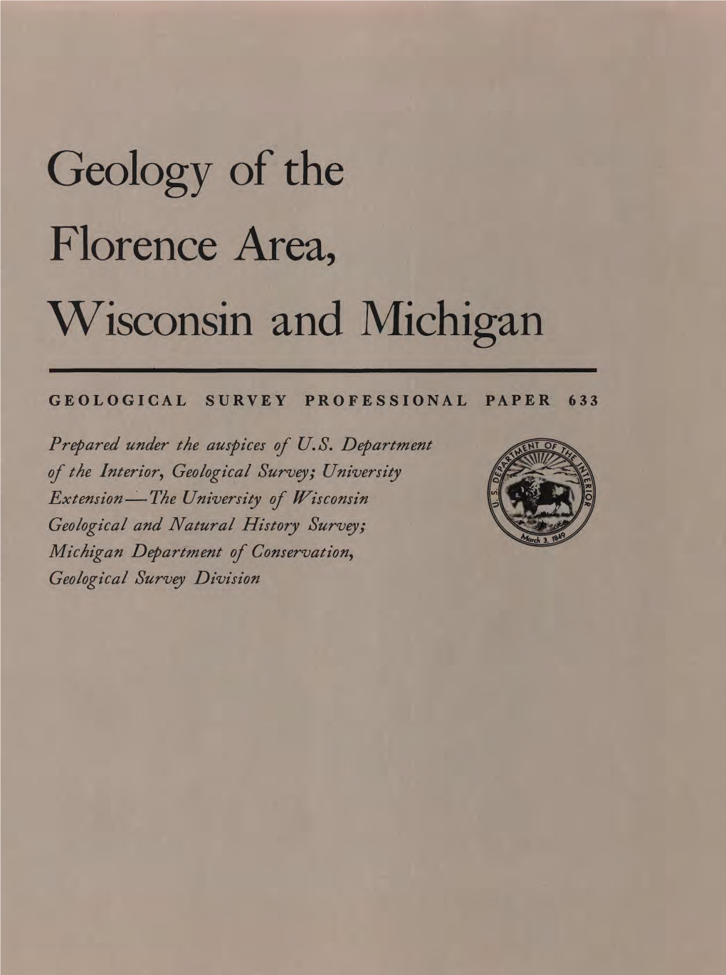 Geology of the Florence Area, Wisconsin and Michigan