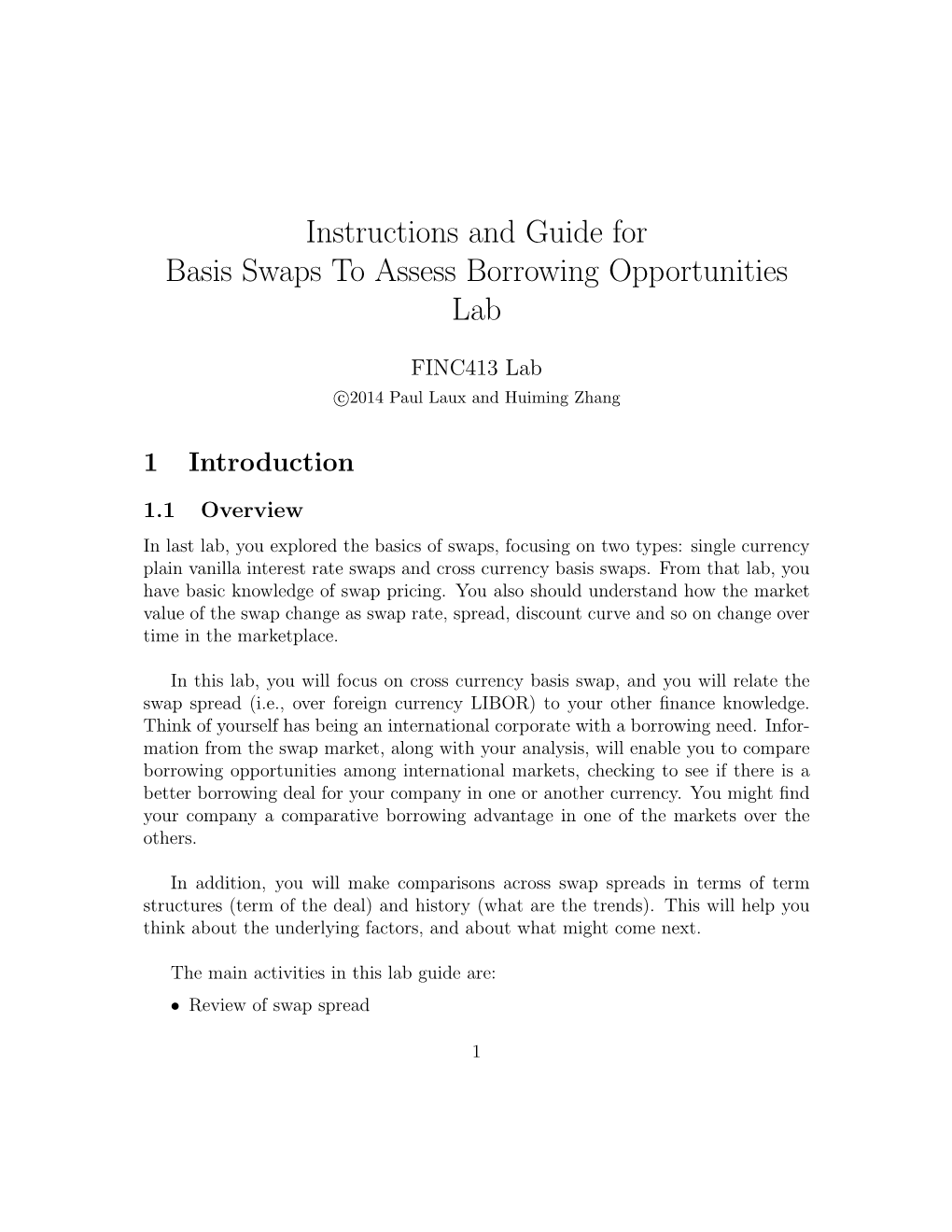 Basis Swaps to Assess Borrowing Opportunities Lab