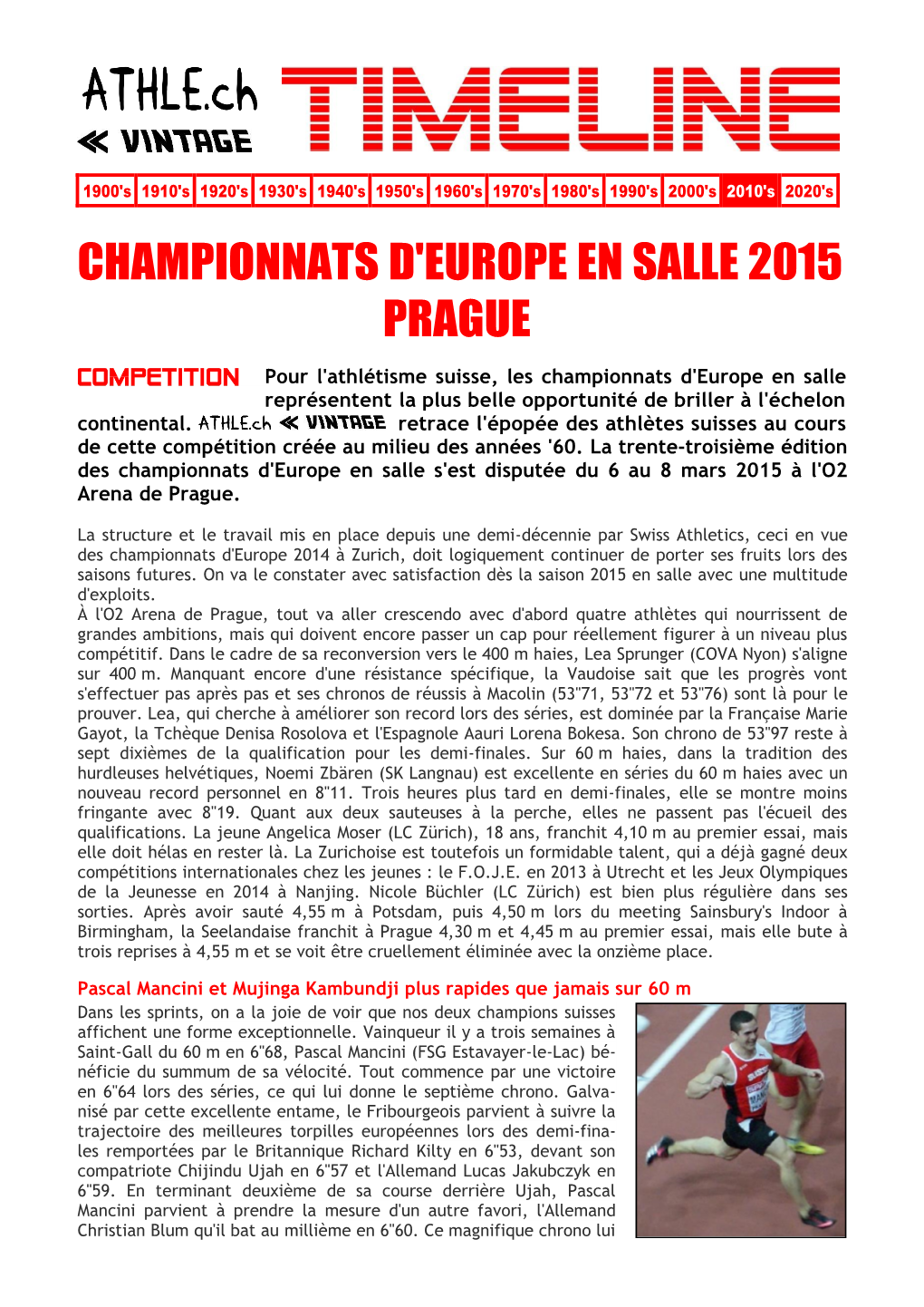 Championnats D'europe En Salle 2015 Prague