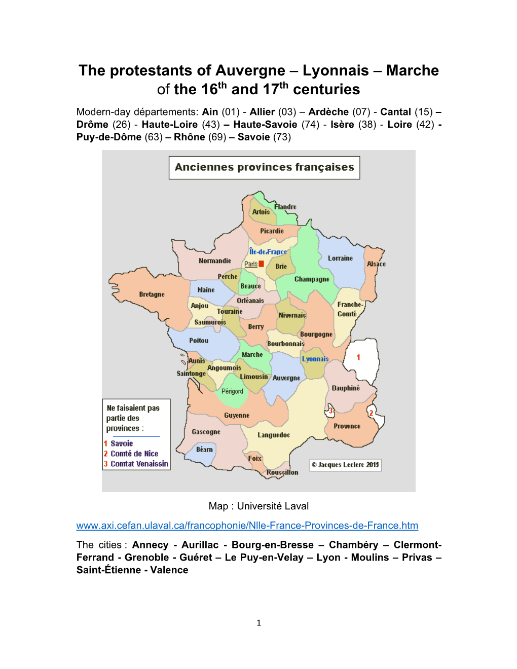 The Protestants of Auvergne – Lyonnais